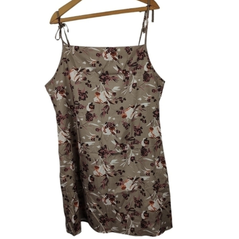 Shein Curve Floral Satin Slip Dress Mini 1X